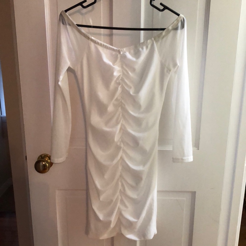 White off the shoulder mini dress